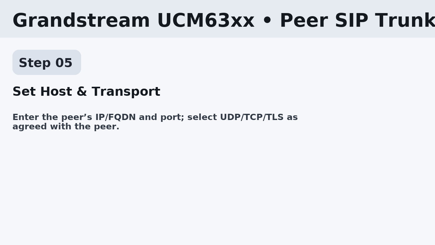 Enter host, port, and transport