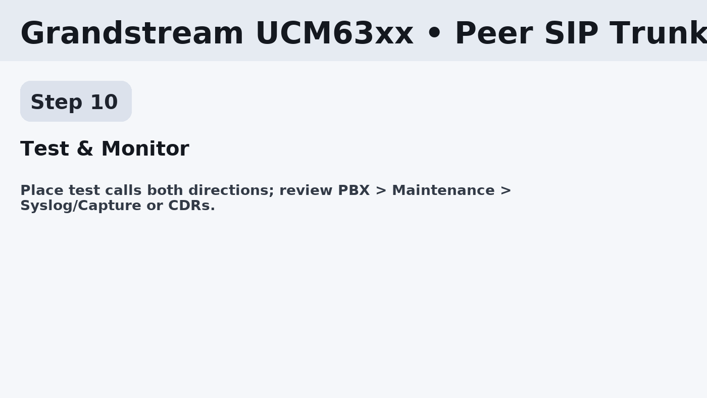 Testing and monitoring